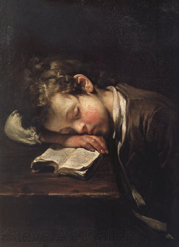 Jean Baptiste Greuze la petit paresseux Spain oil painting art